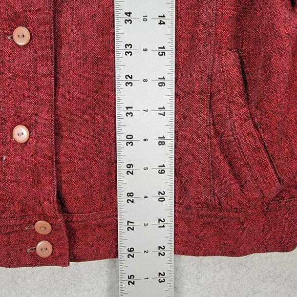 Objects Gold Burgundy Collared Silk Lightweight Classic Shacket Jacket Coat - Picture 7 of 13